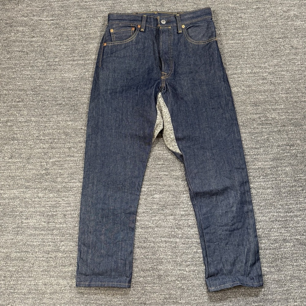 RTH X Levis Custom Jeans Small Dropped Crotch Tapered 28X26 Dark Wash Raw Denim